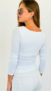 Seamless Square Neck Top - White-130 Long Sleeve Tops-Zenana-Coastal Bloom Boutique, find the trendiest versions of the popular styles and looks Located in Indialantic, FL