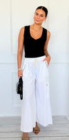 Pocket Glam Italian Flare Leg Pant- White-100 Pants-TATTOO Z-Coastal Bloom Boutique, find the trendiest versions of the popular styles and looks Located in Indialantic, FL