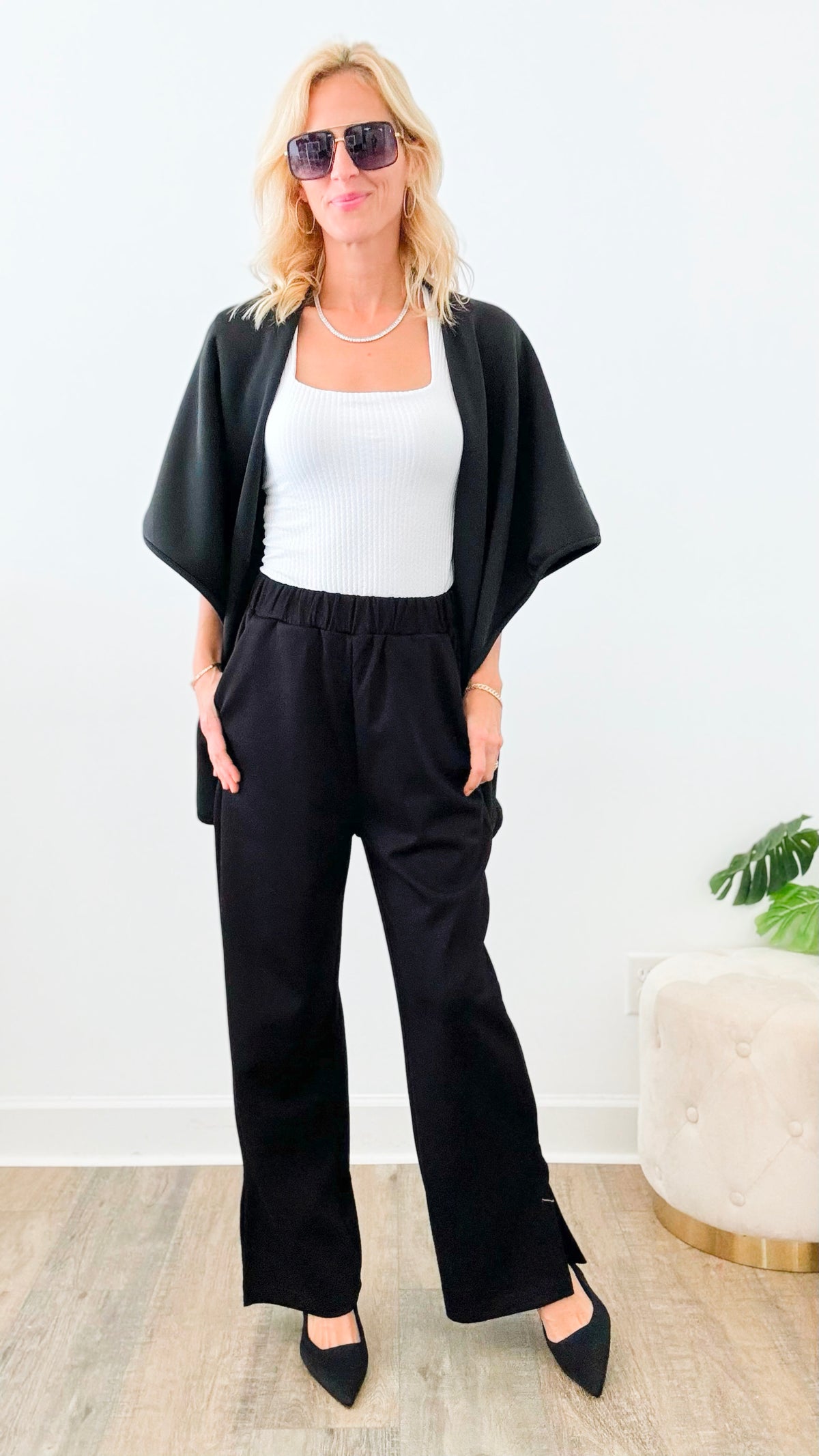 Fresh Wide Leg Pant - Black-170 Bottoms-Before You-Coastal Bloom Boutique, find the trendiest versions of the popular styles and looks Located in Indialantic, FL