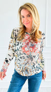 Floral Frenzy Italian St Tropez Sweater-140 Sweaters-Italianissimo-Coastal Bloom Boutique, find the trendiest versions of the popular styles and looks Located in Indialantic, FL