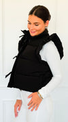 Ruffle & Ready Bow Puffer Vest - Black-vest-Jodifl-Coastal Bloom Boutique, find the trendiest versions of the popular styles and looks Located in Indialantic, FL