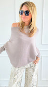 Asymmetrical Cowl Neck Italian Sweater-Taupe-140 Sweaters-J.D. PRONTO MODA-Coastal Bloom Boutique, find the trendiest versions of the popular styles and looks Located in Indialantic, FL