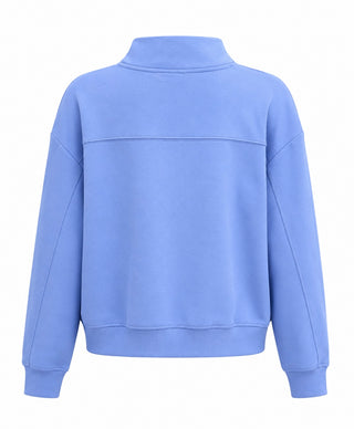 Chic Quarter-Zip Sweatshirt - Cornflower Blue
