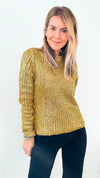 Gold Metallic Ribbed Sweater-140 Sweaters-SUNDAYUP-Coastal Bloom Boutique, find the trendiest versions of the popular styles and looks Located in Indialantic, FL