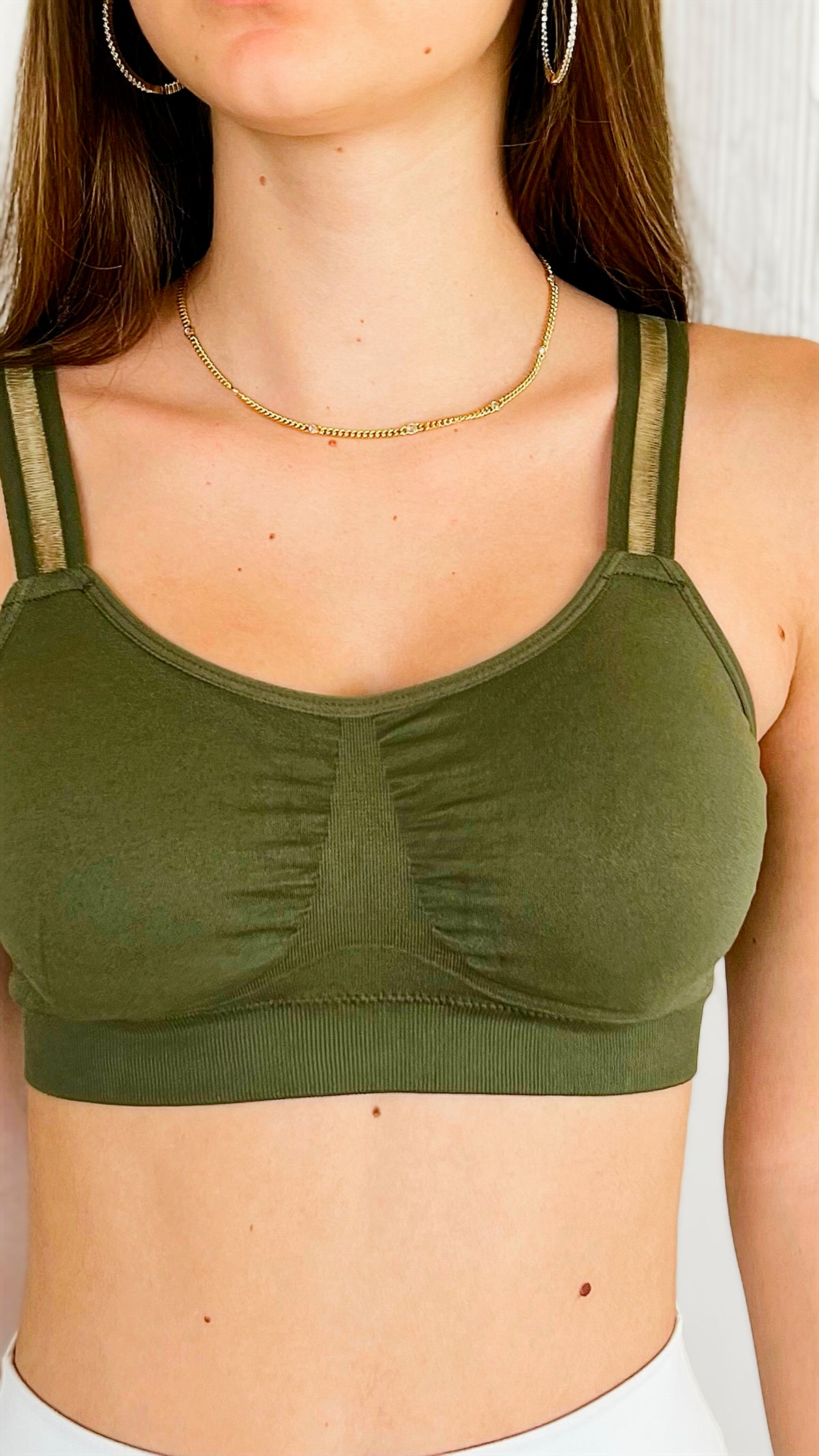 One Size Olive Sheer Straps Bra-220 Intimates-Strap-its-Coastal Bloom Boutique, find the trendiest versions of the popular styles and looks Located in Indialantic, FL