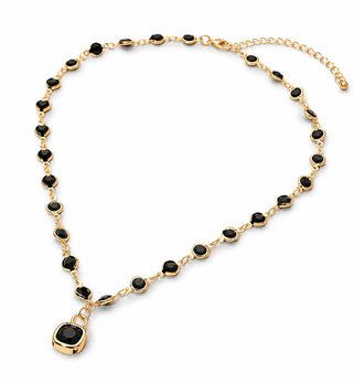 Cushion Stone Drop Necklace - Black