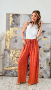 Mineral Washed Cargo Wide Pants - Vintage Brick-170 Bottoms-Easel-Coastal Bloom Boutique, find the trendiest versions of the popular styles and looks Located in Indialantic, FL