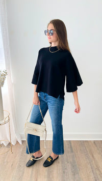 Bell Sleeve Sweater- Black-140 Sweaters-Zenana-Coastal Bloom Boutique, find the trendiest versions of the popular styles and looks Located in Indialantic, FL