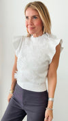 Rose Pearl Knit Top - White-100 Sleeveless Tops-On Twelfth-Coastal Bloom Boutique, find the trendiest versions of the popular styles and looks Located in Indialantic, FL