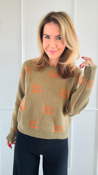 Pumpkin Sweater - Olive-140 Sweaters-SO ME-Coastal Bloom Boutique, find the trendiest versions of the popular styles and looks Located in Indialantic, FL