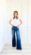 Frayed Edge Wide-Leg Jeans-190 Denim-Risen-Coastal Bloom Boutique, find the trendiest versions of the popular styles and looks Located in Indialantic, FL