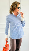 Classic Contrast Collar Top - Navy-130 Long Sleeve Tops-Must Have-Coastal Bloom Boutique, find the trendiest versions of the popular styles and looks Located in Indialantic, FL
