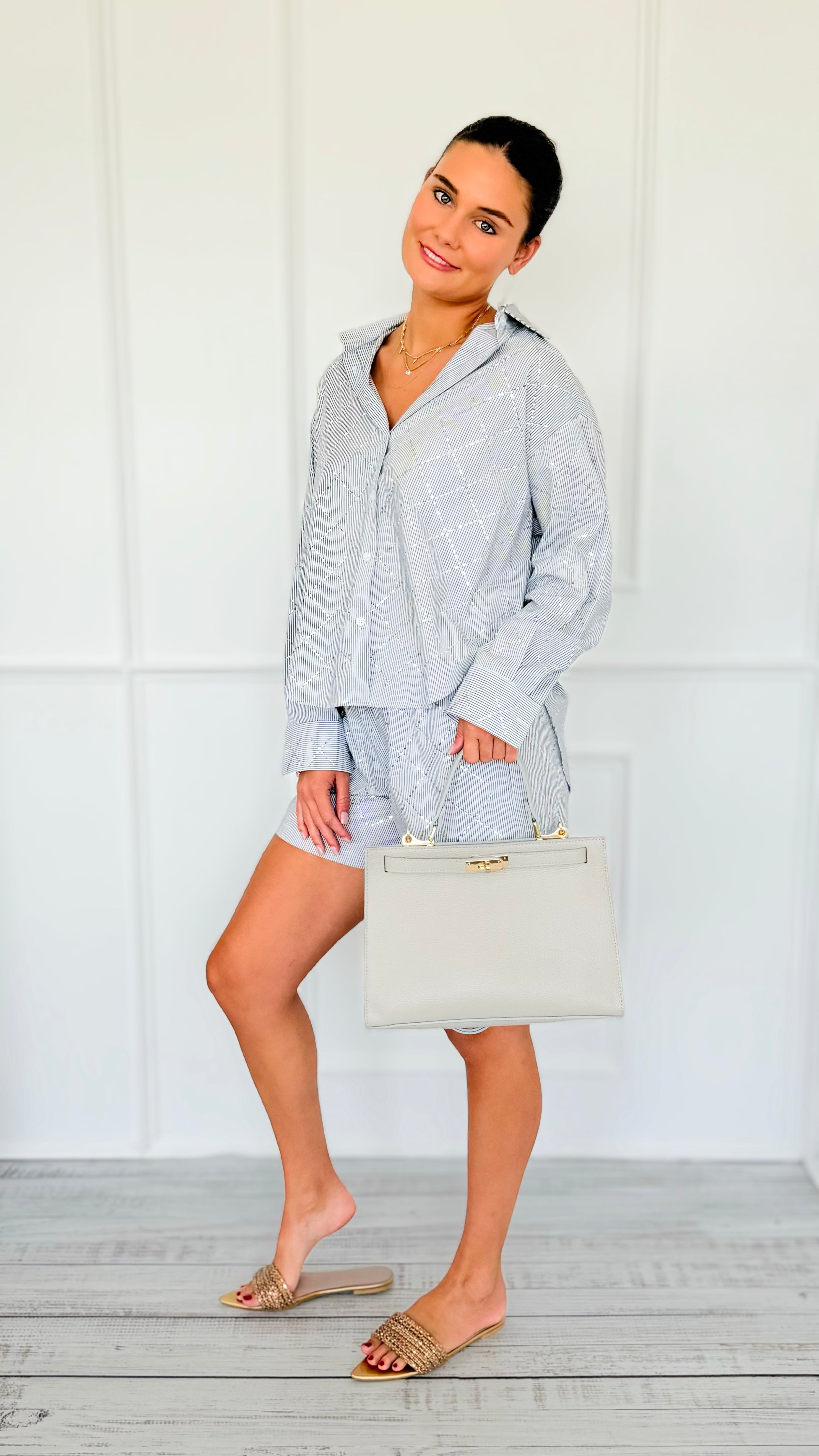 Diamond Spark Striped Lounge Set-210 Loungewear/Sets-Hesperus-Coastal Bloom Boutique, find the trendiest versions of the popular styles and looks Located in Indialantic, FL