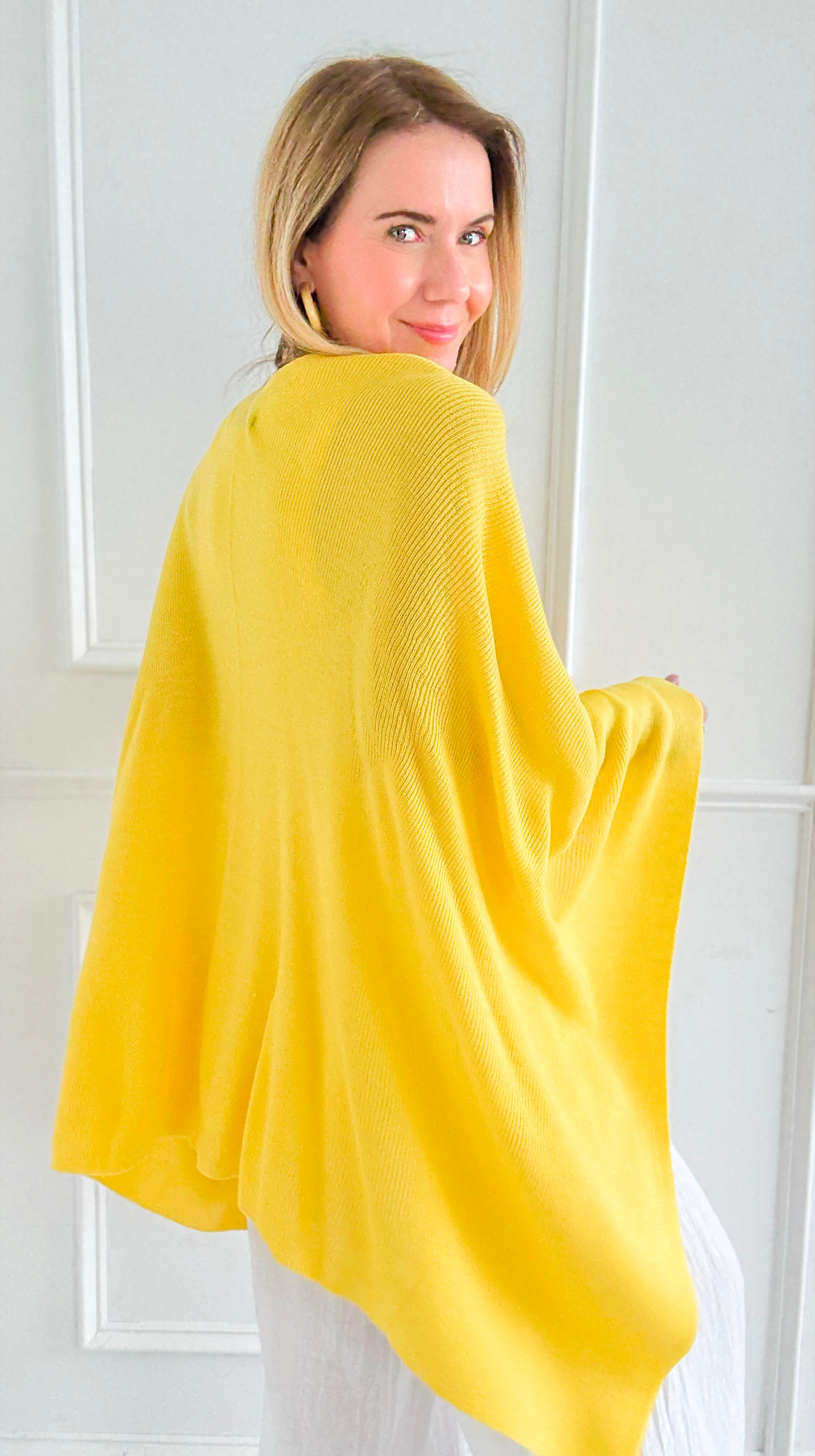 Walk Away Poncho - Yellow-150 Cardigan Layers-NYW-Coastal Bloom Boutique, find the trendiest versions of the popular styles and looks Located in Indialantic, FL