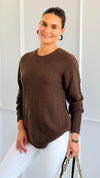 Round Neck Basic Sweater - Brown-140 Sweaters-Zenana-Coastal Bloom Boutique, find the trendiest versions of the popular styles and looks Located in Indialantic, FL