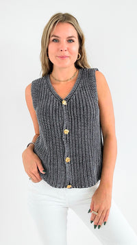 Timeless Button-Up Knit Vest - Black-150 Cardigans/Layers-JODIFL-Coastal Bloom Boutique, find the trendiest versions of the popular styles and looks Located in Indialantic, FL