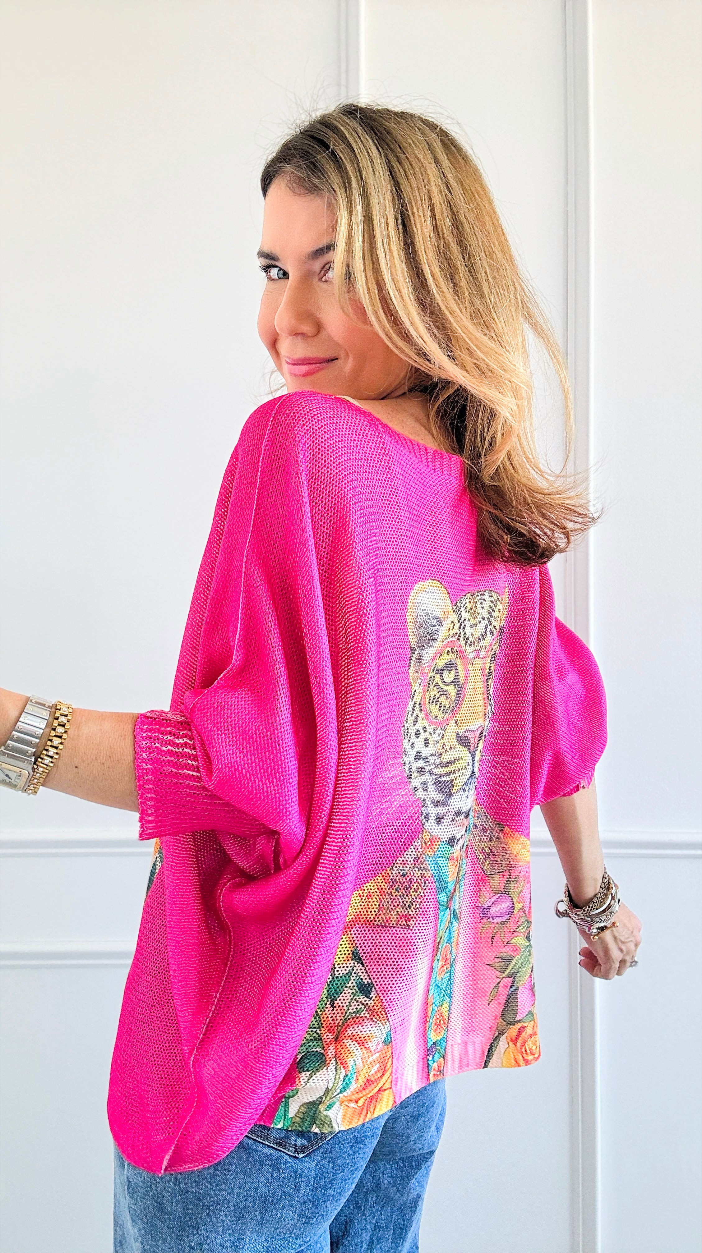 Wild Style Italian St Tropez Knit - Pink-140 Sweaters-Italianissimo-Coastal Bloom Boutique, find the trendiest versions of the popular styles and looks Located in Indialantic, FL