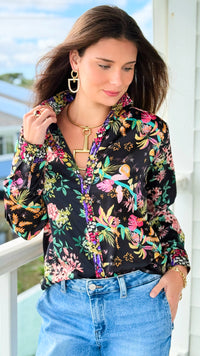 Midnight Garden Button Down Top