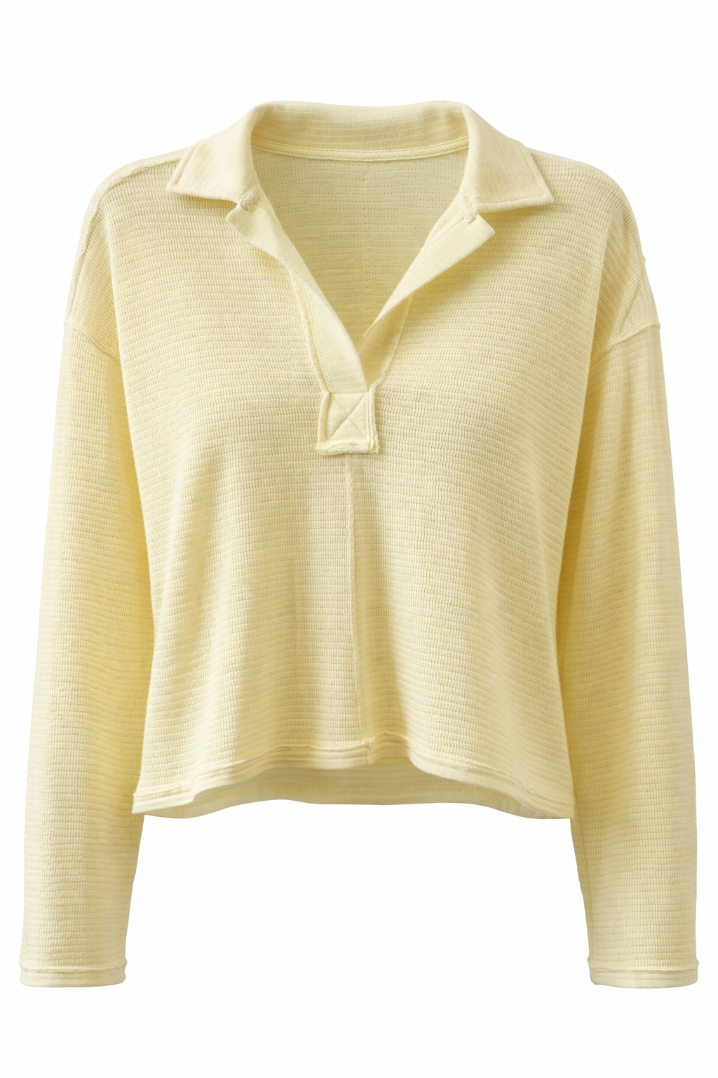 Soft Focus Half Button Knit Top - Butter Yellow