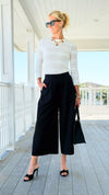 Sleek Pleated Cropped Pants - Black-170 Bottoms-Umgee-Coastal Bloom Boutique, find the trendiest versions of the popular styles and looks Located in Indialantic, FL