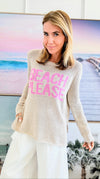 Beach Mood Knit Sweater - Beige/Pink-140 Sweaters-Miracle-Coastal Bloom Boutique, find the trendiest versions of the popular styles and looks Located in Indialantic, FL