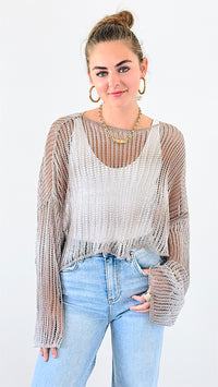 Lightweight Sheer Knit Top-130 Long Sleeve Tops-Gigio-Coastal Bloom Boutique, find the trendiest versions of the popular styles and looks Located in Indialantic, FL