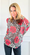 Wild Floral Italian St Tropez Knit- Red-140 Sweaters-Italianissimo-Coastal Bloom Boutique, find the trendiest versions of the popular styles and looks Located in Indialantic, FL