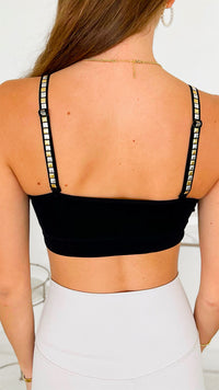 One Size Black Two-Tone Studs Plunge Bra-220 Intimates-Strap-its-Coastal Bloom Boutique, find the trendiest versions of the popular styles and looks Located in Indialantic, FL