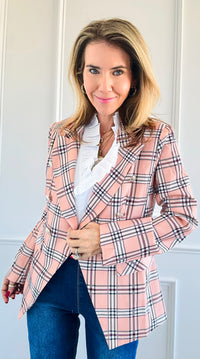 City Lights Plaid Statement Blazer-140 Sweaters-Cezele-Coastal Bloom Boutique, find the trendiest versions of the popular styles and looks Located in Indialantic, FL