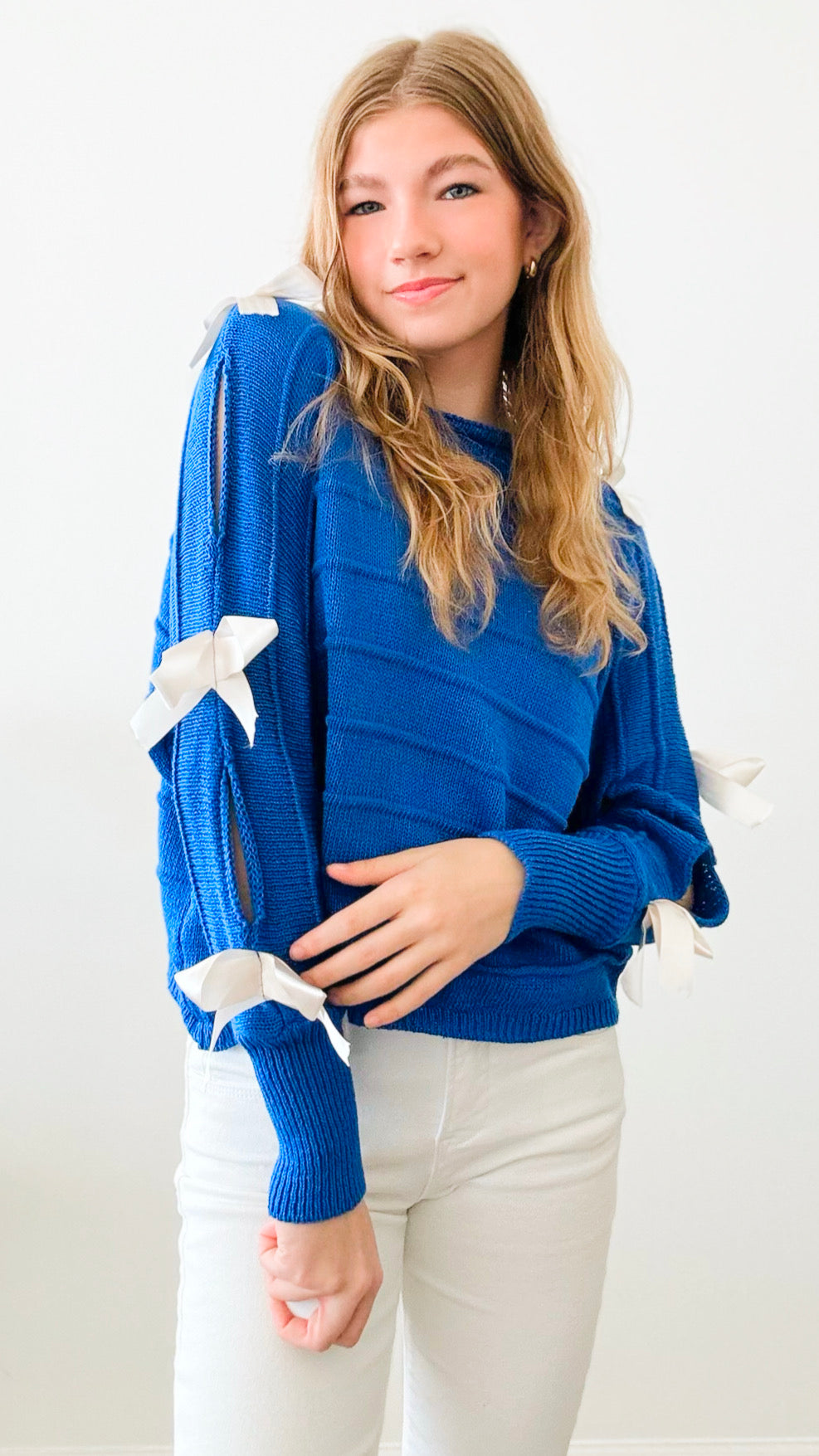 Satin Elegance Italian Sweater - Royal Blue-140 Sweaters-Germany-Coastal Bloom Boutique, find the trendiest versions of the popular styles and looks Located in Indialantic, FL