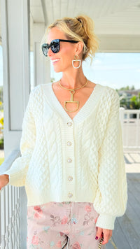 Snowfall Dream Knit Cardigan - Cream-150 Cardigans/Layers-Umgee-Coastal Bloom Boutique, find the trendiest versions of the popular styles and looks Located in Indialantic, FL