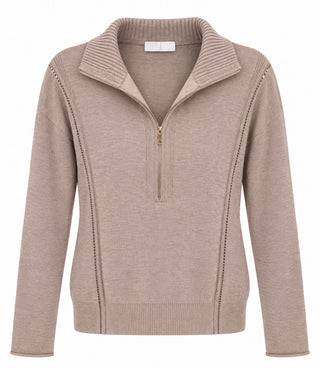 Half Zip Collared Sweater - H. Mocha