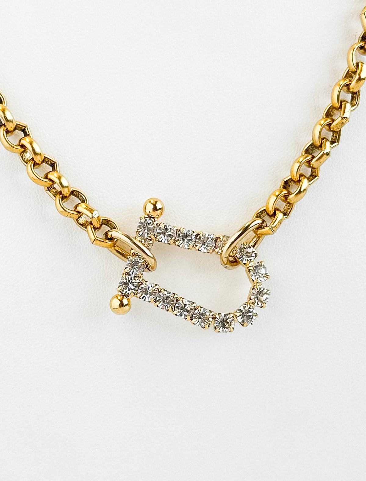 CZ Horsebit Necklace-230 Jewelry-YOCHI-Coastal Bloom Boutique, find the trendiest versions of the popular styles and looks Located in Indialantic, FL
