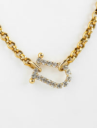 CZ Horsebit Necklace-230 Jewelry-YOCHI-Coastal Bloom Boutique, find the trendiest versions of the popular styles and looks Located in Indialantic, FL