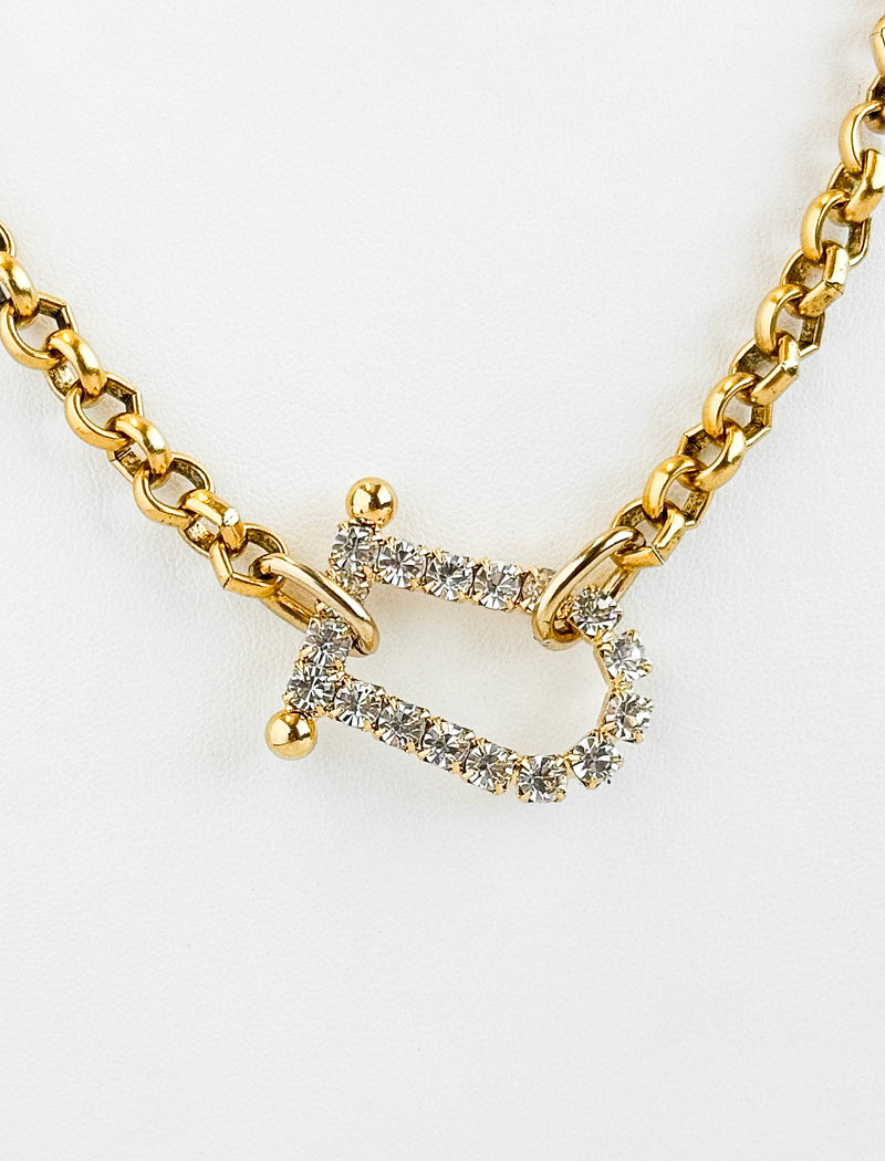 CZ Horsebit Necklace-230 Jewelry-YOCHI-Coastal Bloom Boutique, find the trendiest versions of the popular styles and looks Located in Indialantic, FL