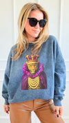 CB CUSTOM - The Golden Reign Italian Sweatshirt-110 Long Sleeve Tops-FIRSTAGE / HOLLY-Coastal Bloom Boutique, find the trendiest versions of the popular styles and looks Located in Indialantic, FL