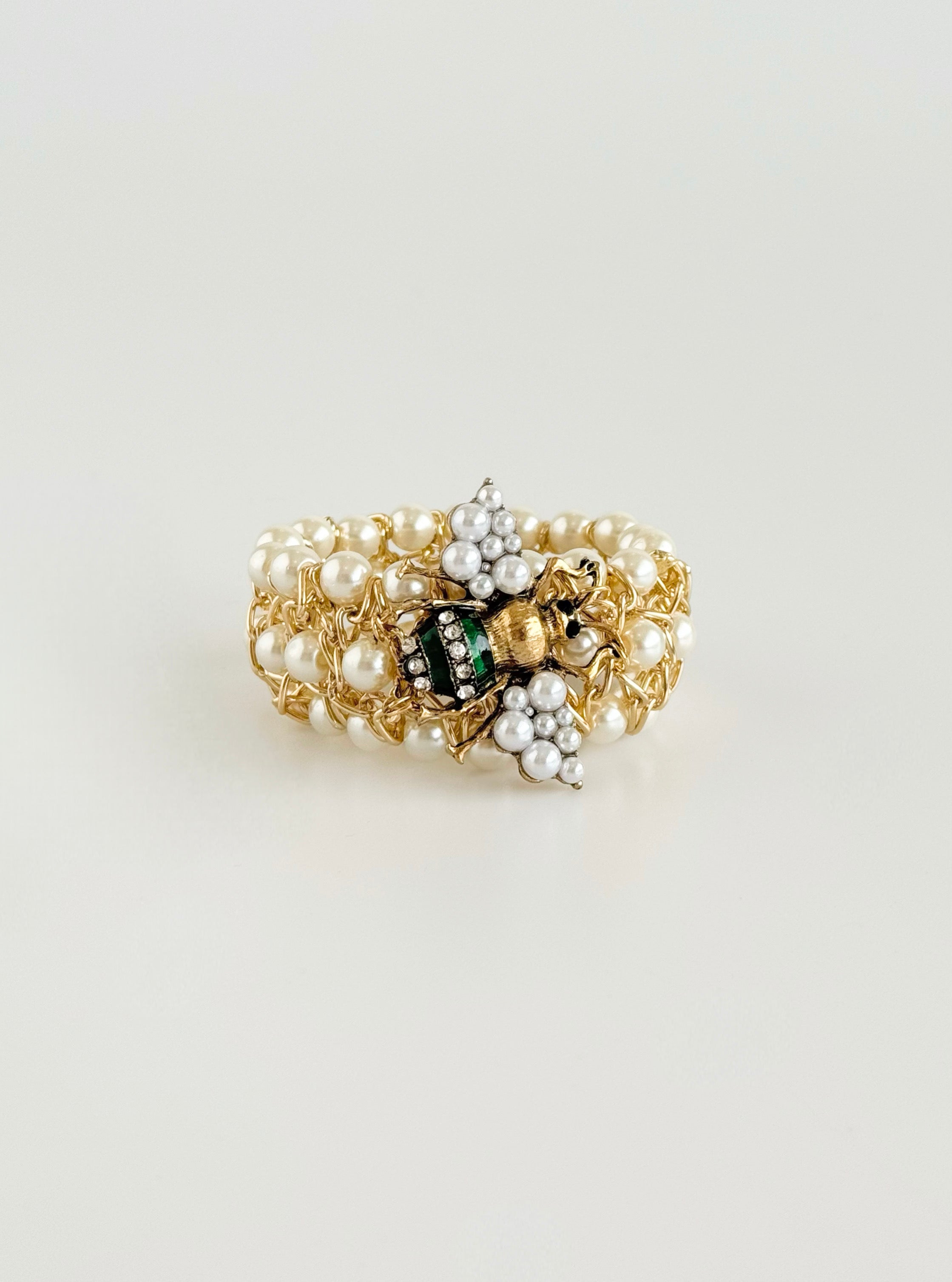 CZ Queen-Bee Pearled Bracelet -Green-230 Jewelry-Chasing Bandits-Coastal Bloom Boutique, find the trendiest versions of the popular styles and looks Located in Indialantic, FL