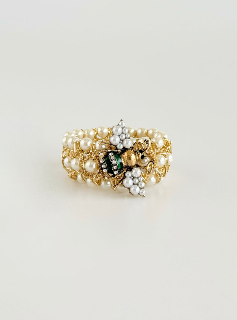 CZ Queen-Bee Pearled Bracelet -Green-230 Jewelry-Chasing Bandits-Coastal Bloom Boutique, find the trendiest versions of the popular styles and looks Located in Indialantic, FL