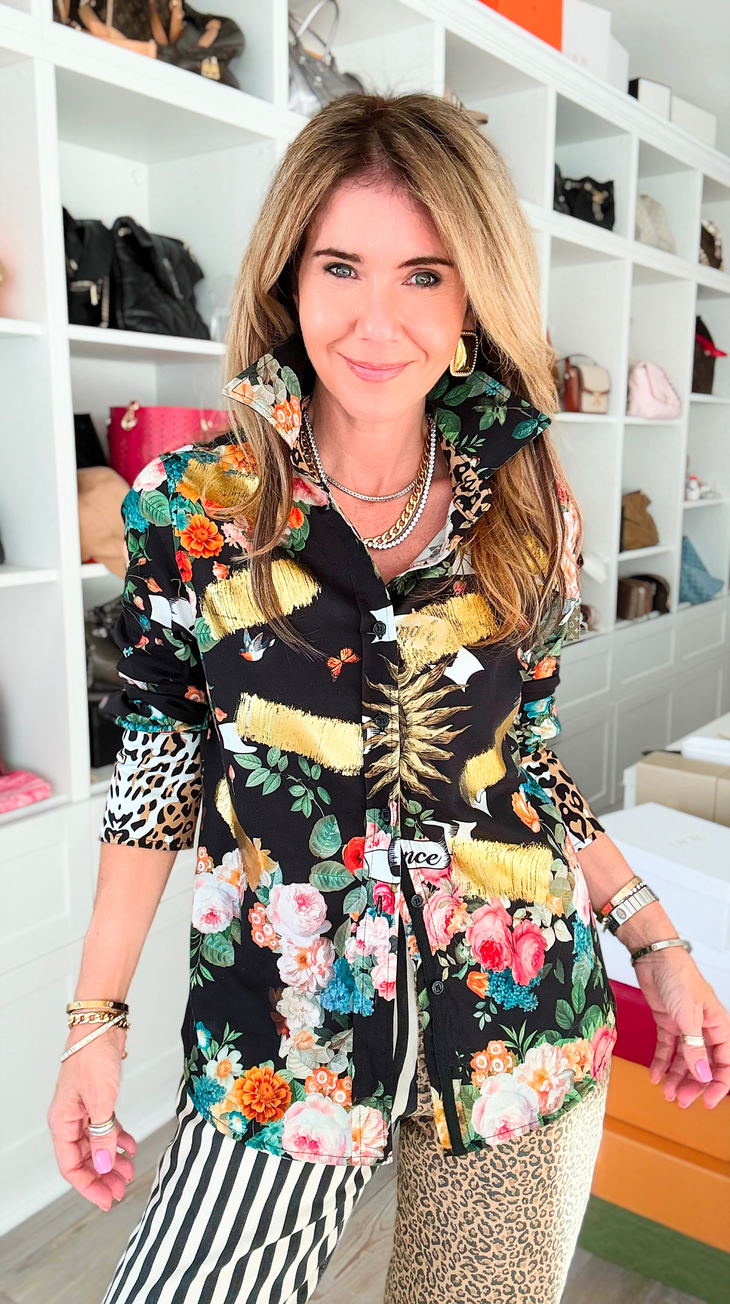 CB Custom - Splash of Gold Italian Hampton Blouse