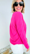 Timeless Comfort Italian Pullover- Fuchsia-130 Long Sleeve Tops-Italianissimo-Coastal Bloom Boutique, find the trendiest versions of the popular styles and looks Located in Indialantic, FL