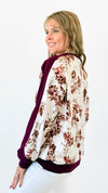Contrast Sleeve Floral Printed Brushed Sweatshirt-130 Long Sleeve Tops-DOE AND RAE-Coastal Bloom Boutique, find the trendiest versions of the popular styles and looks Located in Indialantic, FL