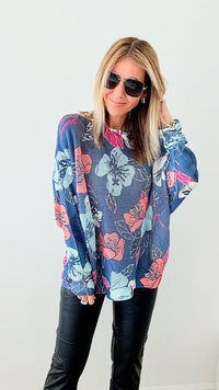 Italian St Tropez Hibiscus Sweater-140 Sweaters-Germany-Coastal Bloom Boutique, find the trendiest versions of the popular styles and looks Located in Indialantic, FL