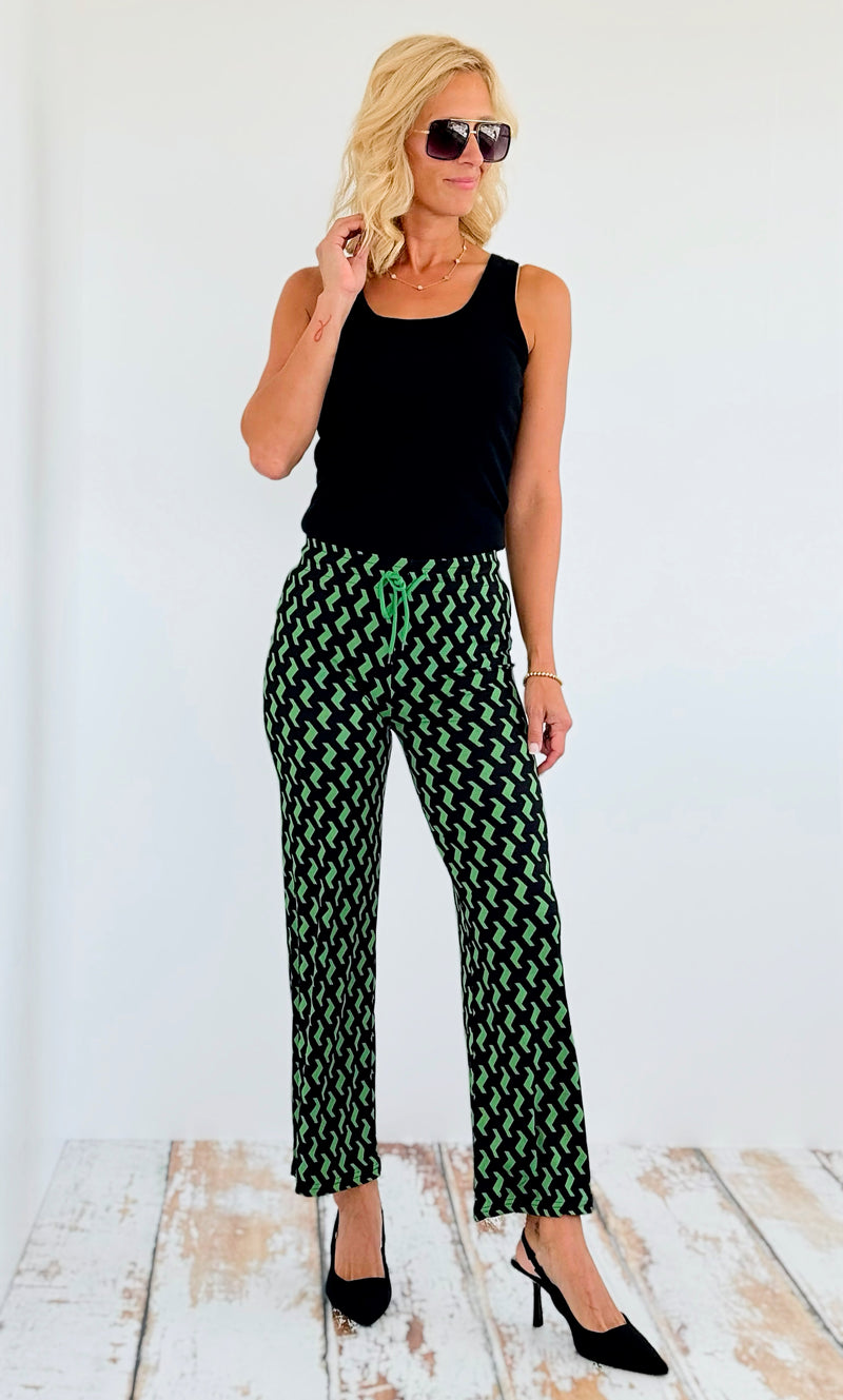 Ribbed Drawstring Printed Pants-170 Bottoms-Love Poem-Coastal Bloom Boutique, find the trendiest versions of the popular styles and looks Located in Indialantic, FL