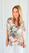 Botanical Safari Italian Short Sleeve Top-110 short Sleeve Top-SORPRESA-Coastal Bloom Boutique, find the trendiest versions of the popular styles and looks Located in Indialantic, FL