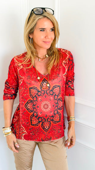Vintage Bazaar Lurex Trim Italian Top