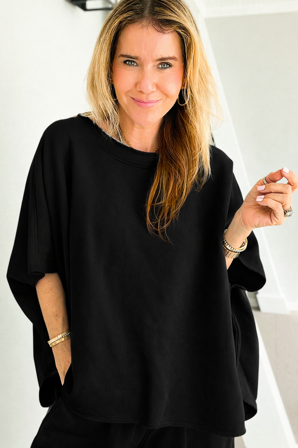 Eileen Relaxed Everyday Lounge Top - Black