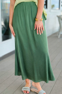 Just My Type Italian Skirt- Olive