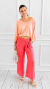 Breezy Elegant Linen Italian Pant- Coral-100 Pants-Italianissimo-Coastal Bloom Boutique, find the trendiest versions of the popular styles and looks Located in Indialantic, FL