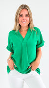 The Jetsetter Blouse - Kelly Green-110 short Sleeve Top-2 Hearts-Coastal Bloom Boutique, find the trendiest versions of the popular styles and looks Located in Indialantic, FL