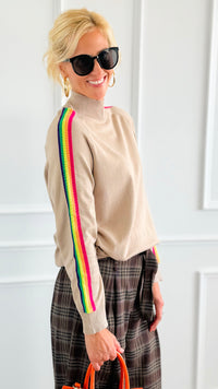 Rainbow Runway Sweater- Beige-140 Sweaters-V SKY-Coastal Bloom Boutique, find the trendiest versions of the popular styles and looks Located in Indialantic, FL